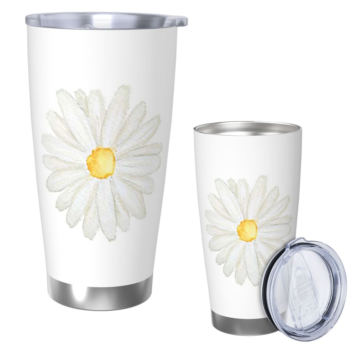 Tumbler 20Oz White - Pintados à mão uma pequena margarida