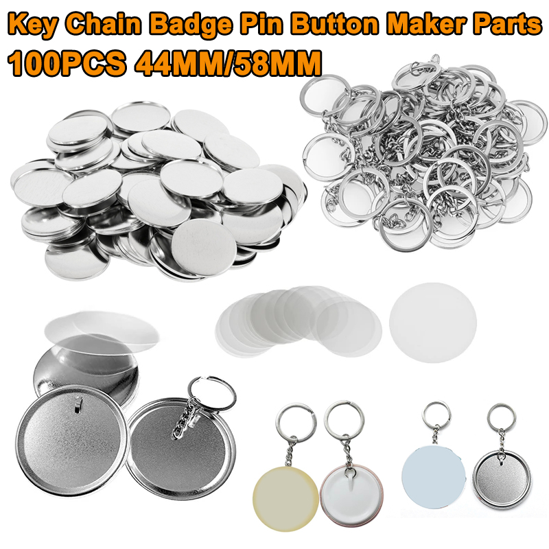 Button Badge Blank - 100 pçs 44mm 58mm plástico metal