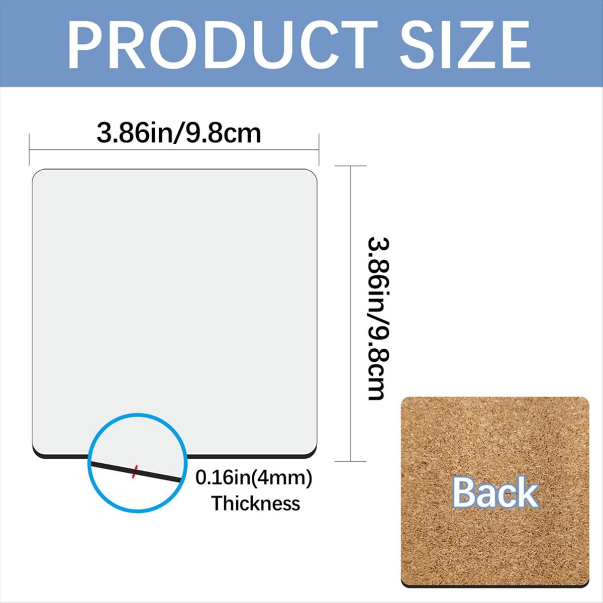 Coaster Sublimation Blank - ABYA 30 Peças de Porta-Copos Quadrados