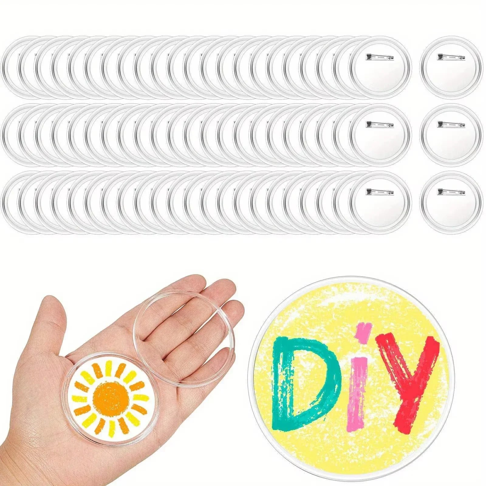 Button Badge Blank - Bases de Acrílico Transparente DIY para