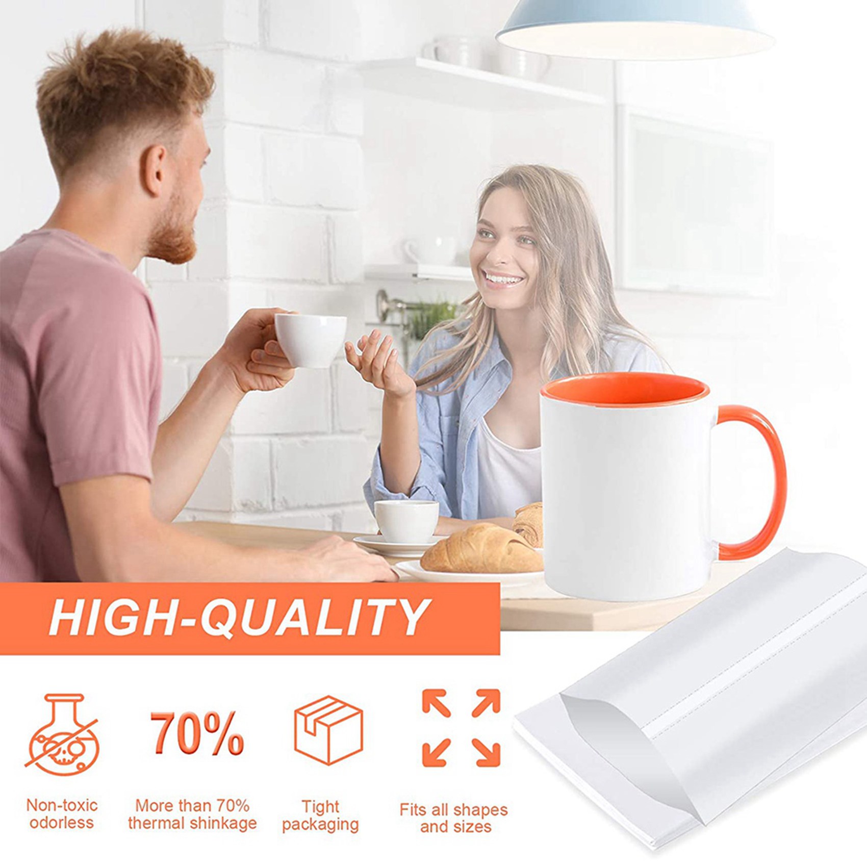 Sublimation Mug White - ABBN-8X12 Polegadas Mangas Termoencolhíveis para Sublimação,