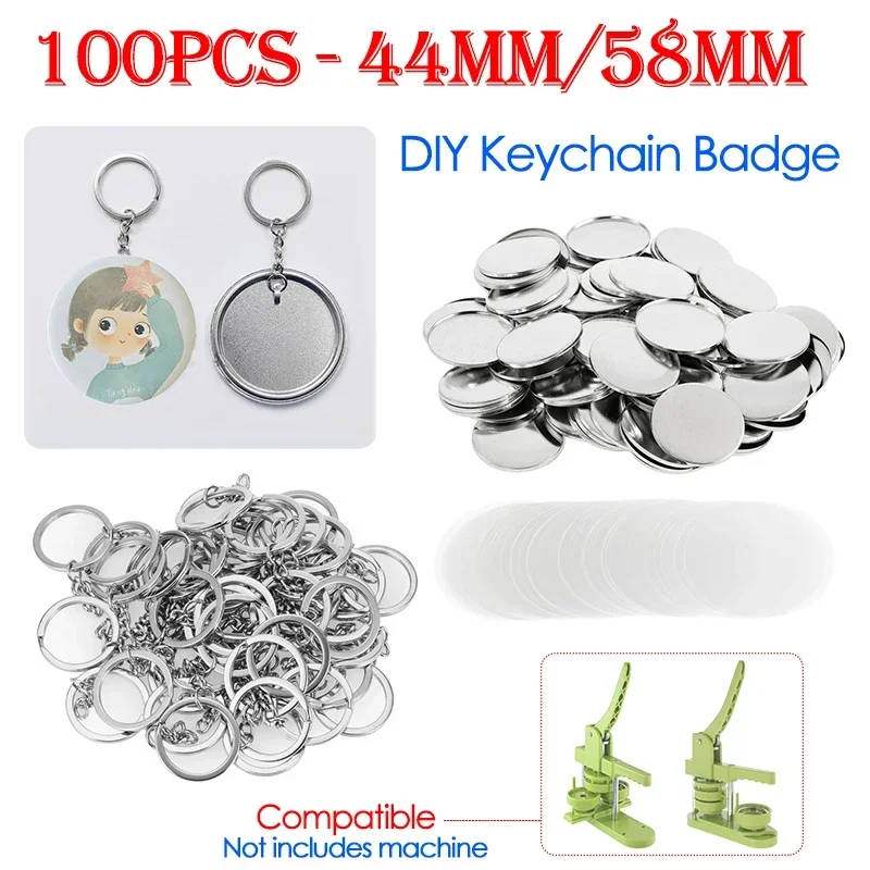 100 peças 44mm 58mm chaveiros  - Button Badge Blank avaliação e preço