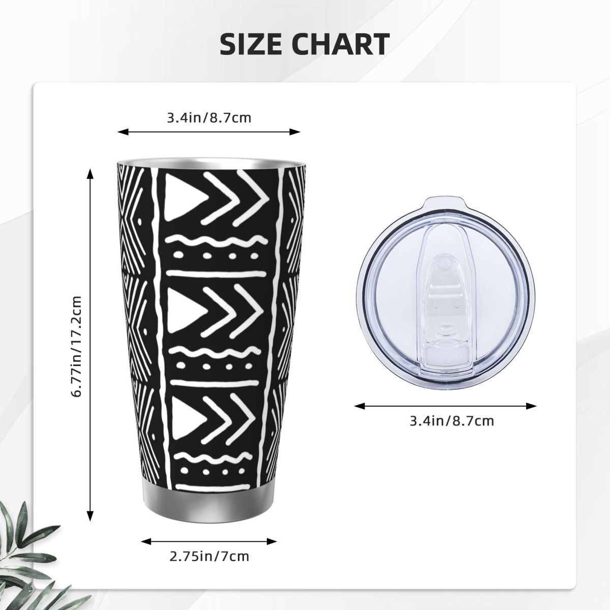 Preto e branco africano bogola - Tumbler 20Oz White avaliação e preço