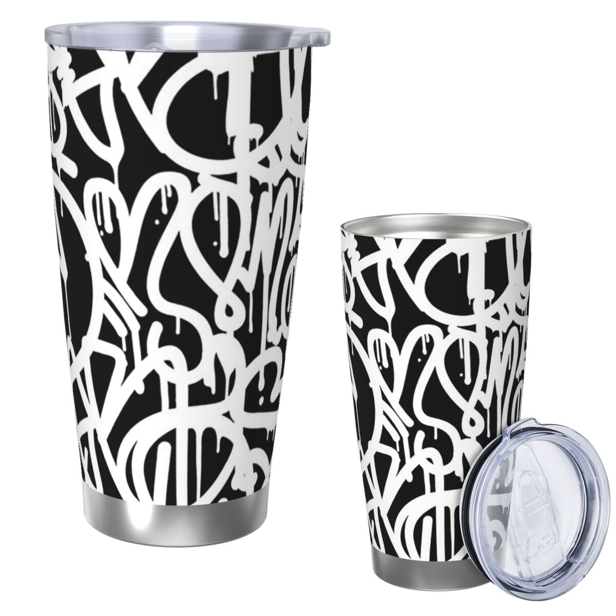 Preto e branco graffiti copo d - Tumbler 20Oz White avaliação e preço